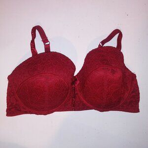 Adore Me Bra 44G Red Allover Lace Lightly Lined Balconet Underwire Preowned  *Bu
